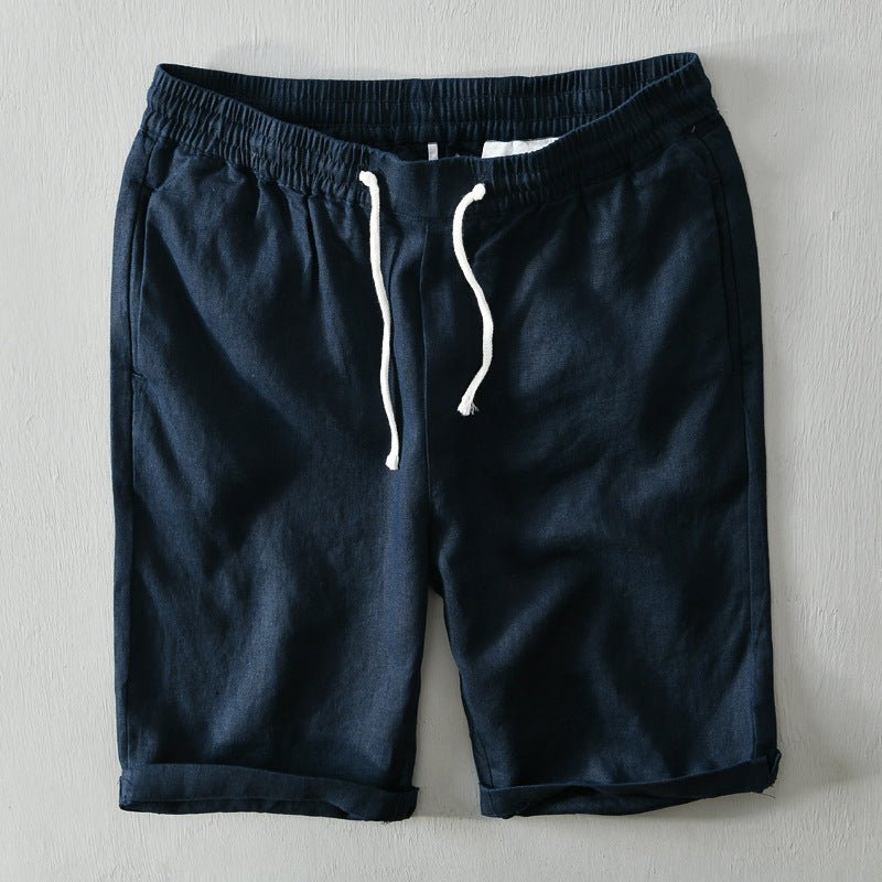 Men's Relaxed-Fit Mid-Rise Drawstring Linen Shorts - Blue