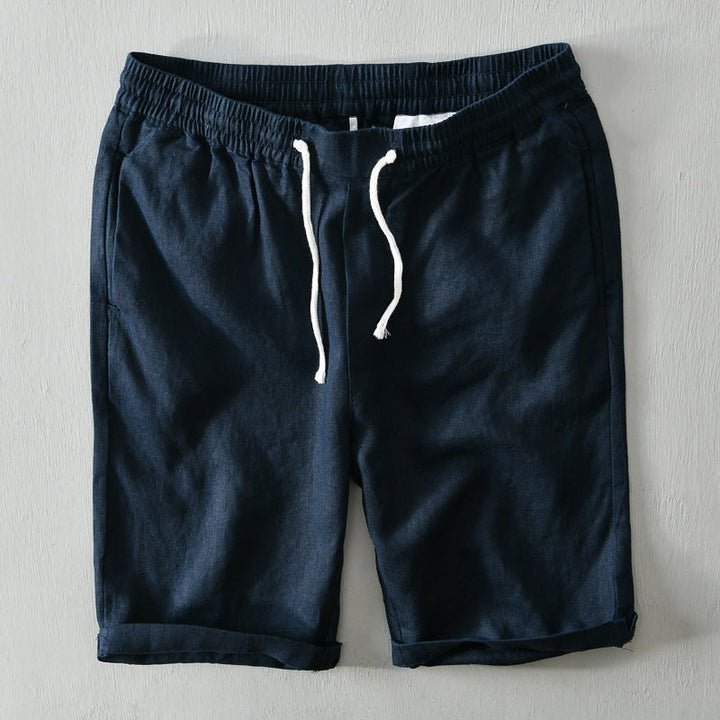 Men's Relaxed-Fit Mid-Rise Drawstring Linen Shorts - Blue