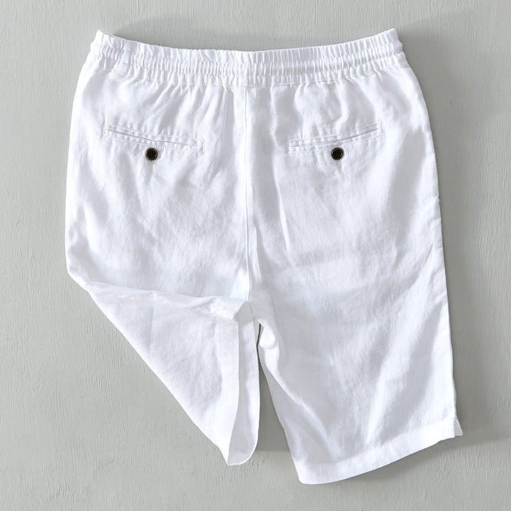 Men's Relaxed-Fit Mid-Rise Drawstring Linen Shorts