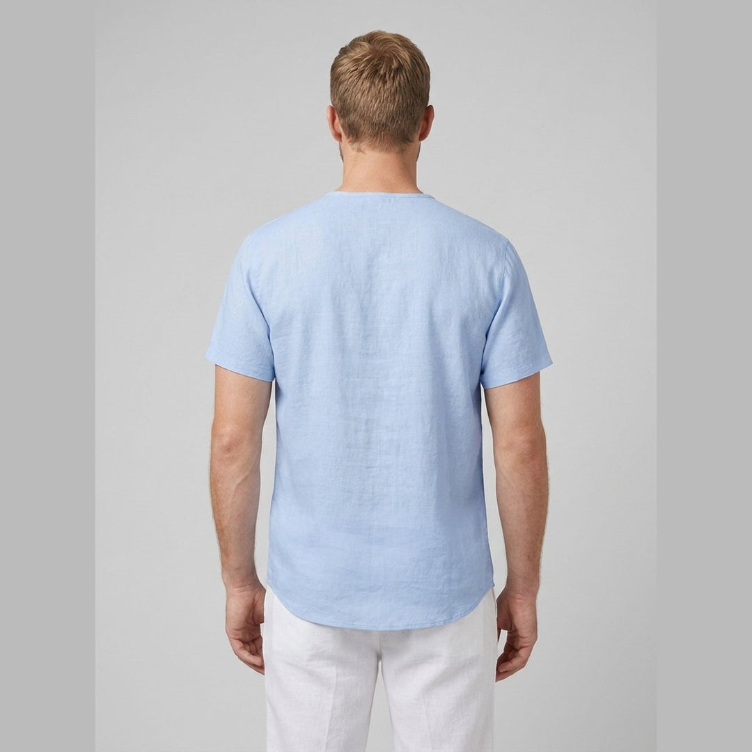 Men's Relaxed-Fit V-Neck Short-Sleeve Linen T-Shirt