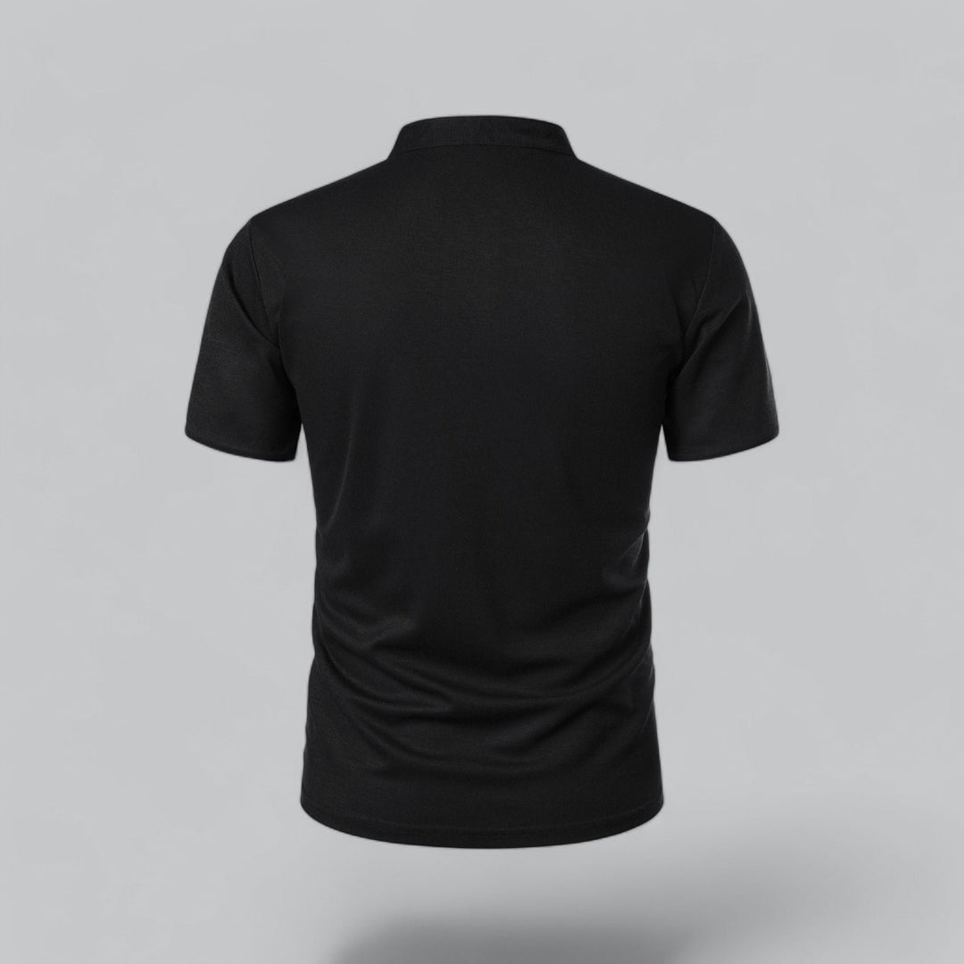 Men's Short-Sleeve Mandarin Collar Cotton Polo Shirt