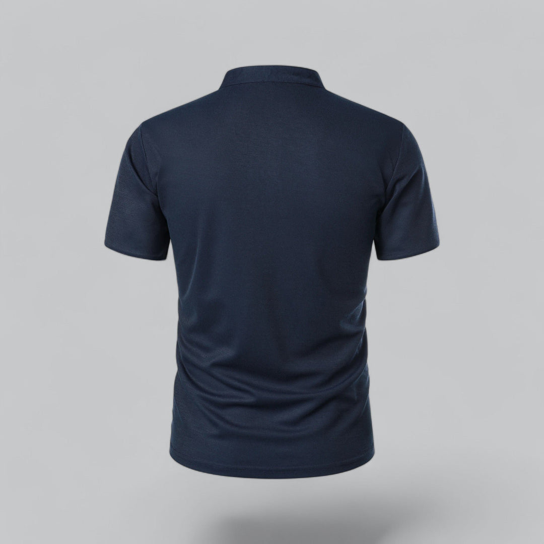 Men's Short-Sleeve Mandarin Collar Cotton Polo Shirt