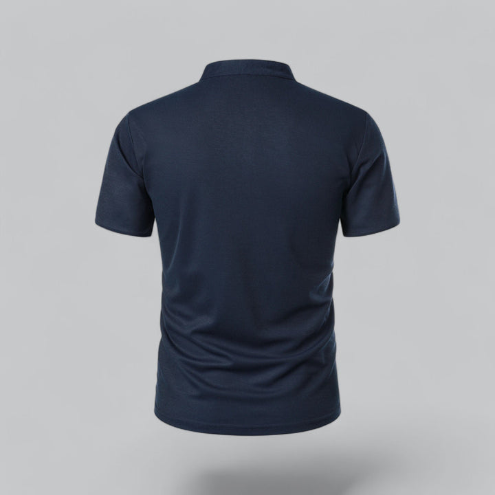 Men's Short-Sleeve Mandarin Collar Cotton Polo Shirt