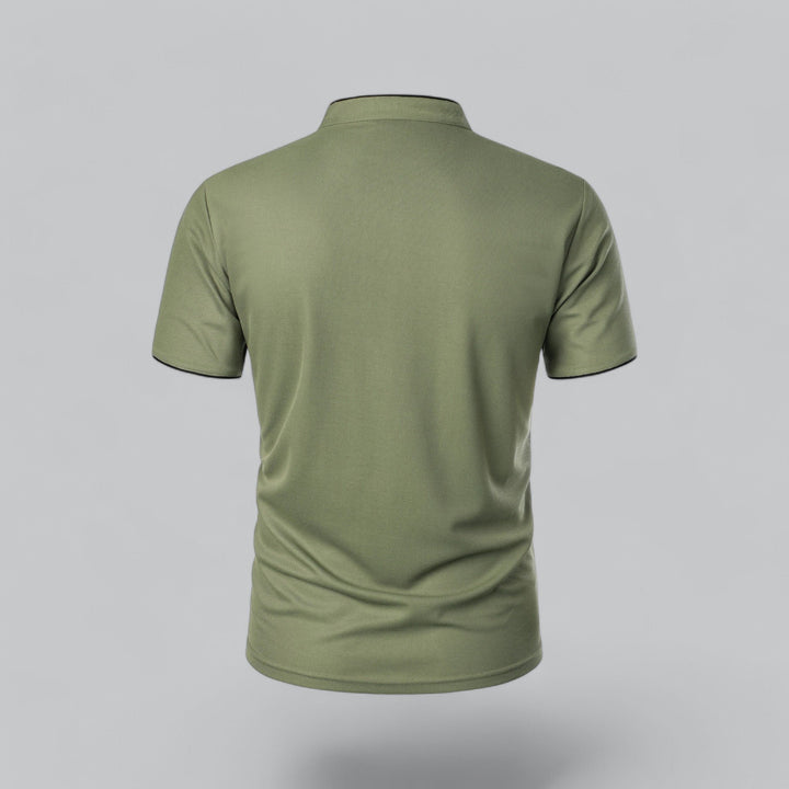 Men's Short-Sleeve Mandarin Collar Cotton Polo Shirt