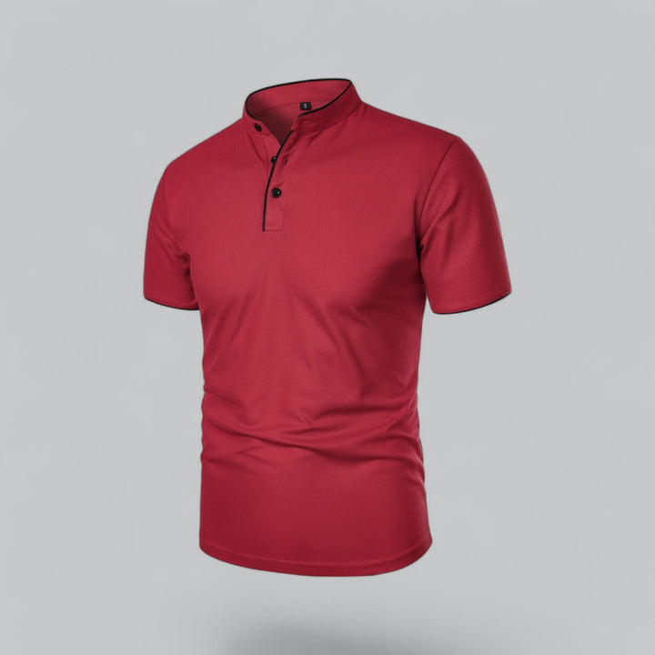 Men's Short-Sleeve Mandarin Collar Cotton Polo Shirt