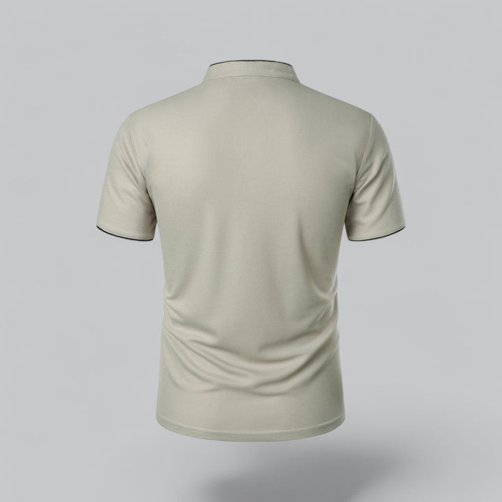 Men's Short-Sleeve Mandarin Collar Cotton Polo Shirt