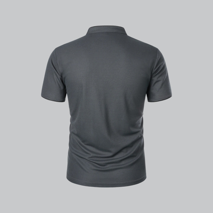 Men's Short-Sleeve Mandarin Collar Cotton Polo Shirt