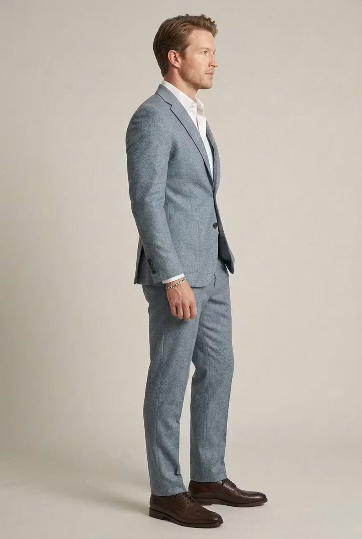 Men's Slim-Fit Two-Piece Suit Structured Blazer Pants Set