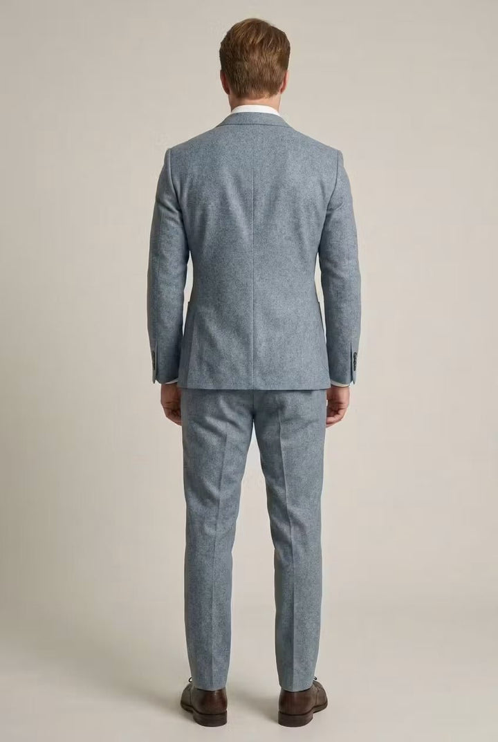 Men's Slim-Fit Two-Piece Suit Structured Blazer Pants Set