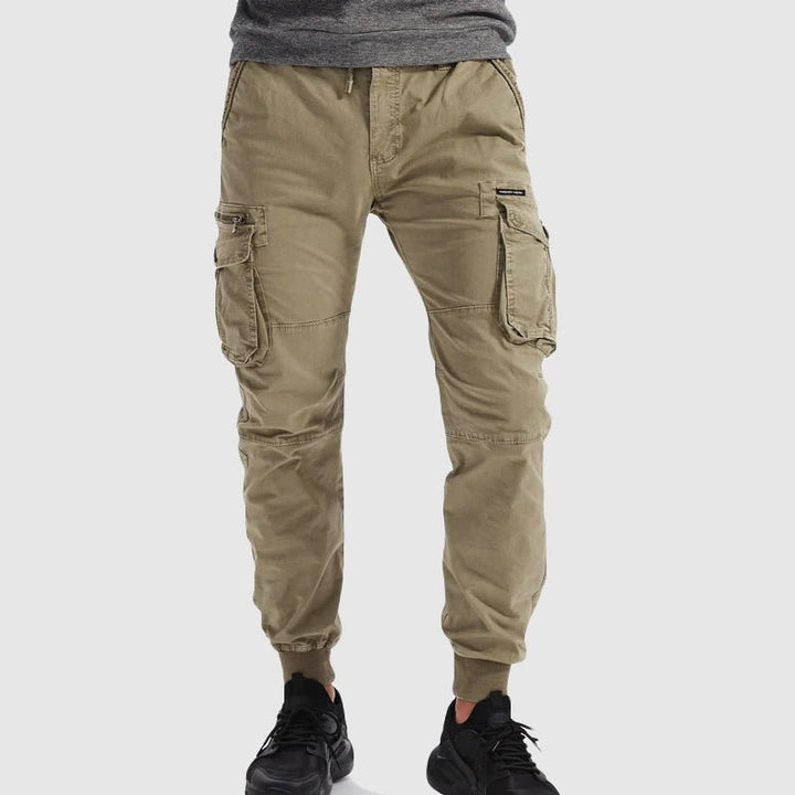 Men's Tactical Cargo Jogger Pants Elastic Waist Cuffed Ankle