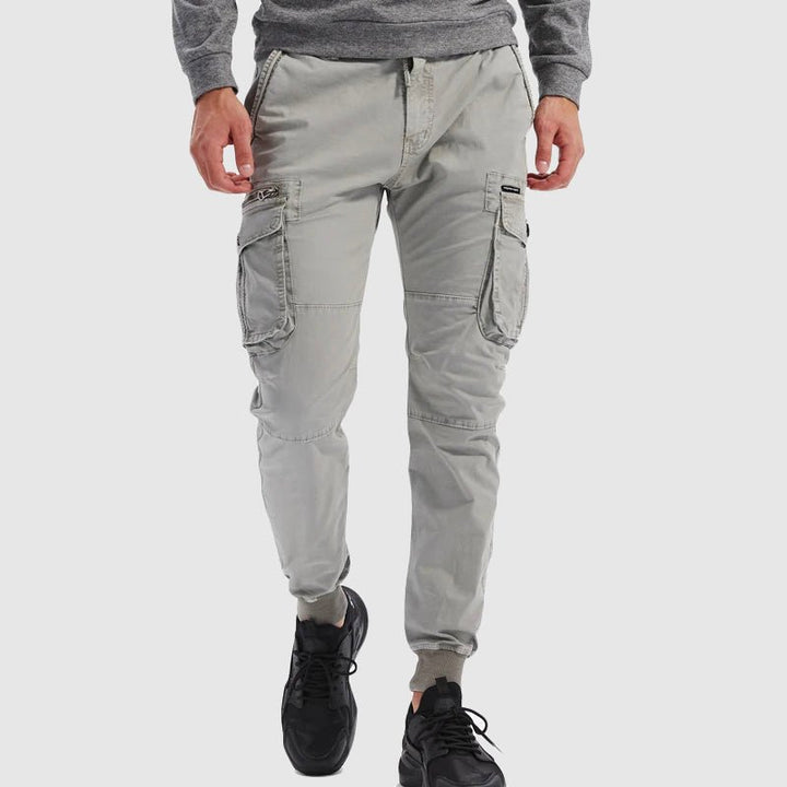 Men's Tactical Cargo Jogger Pants Elastic Waist Cuffed Ankle