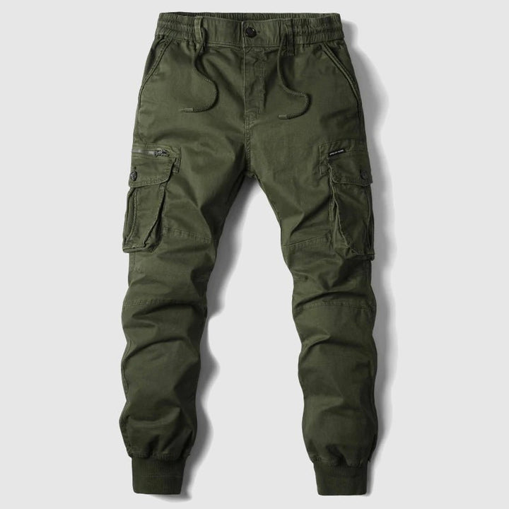 Men's Tactical Cargo Jogger Pants Elastic Waist Cuffed Ankle - Green