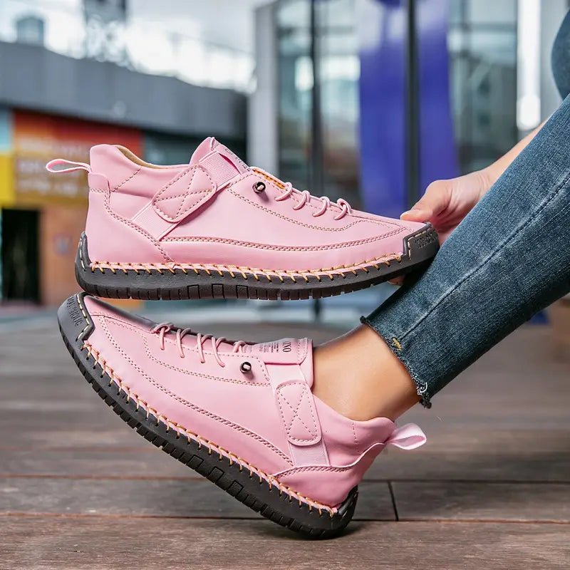 Men's Wide-Fit Orthopedic Arch-Support Leather Sneakers - Pink