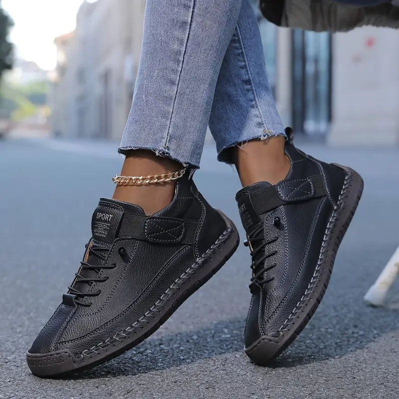 Men's Wide-Fit Orthopedic Arch-Support Leather Sneakers - Black (Almost sold out!)