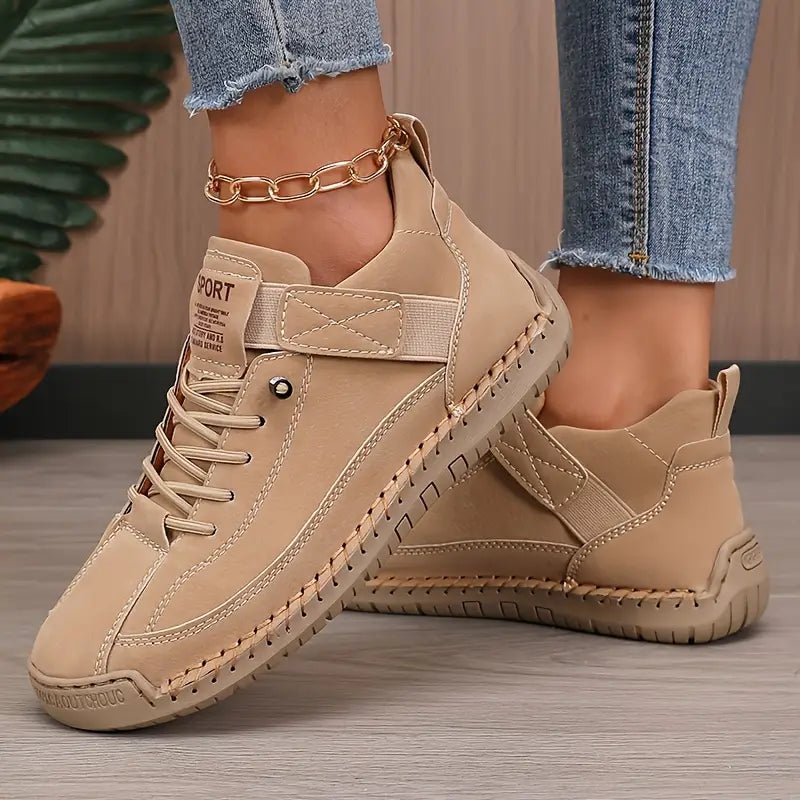 Men's Wide-Fit Orthopedic Arch-Support Leather Sneakers - Khaki