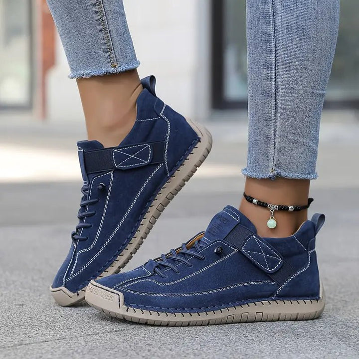 Men's Wide-Fit Orthopedic Arch-Support Leather Sneakers - Dark Blue