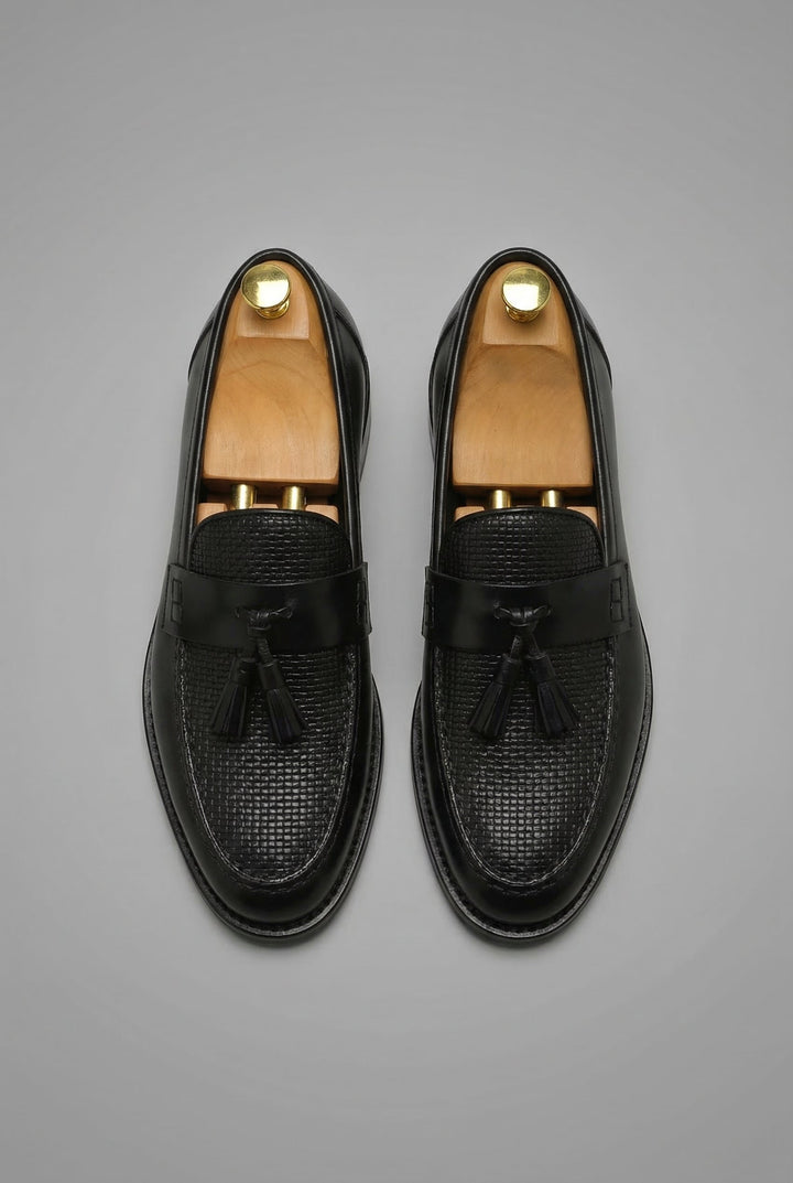 Men's Woven Vamp Tassel Slip-On Dress Loafers