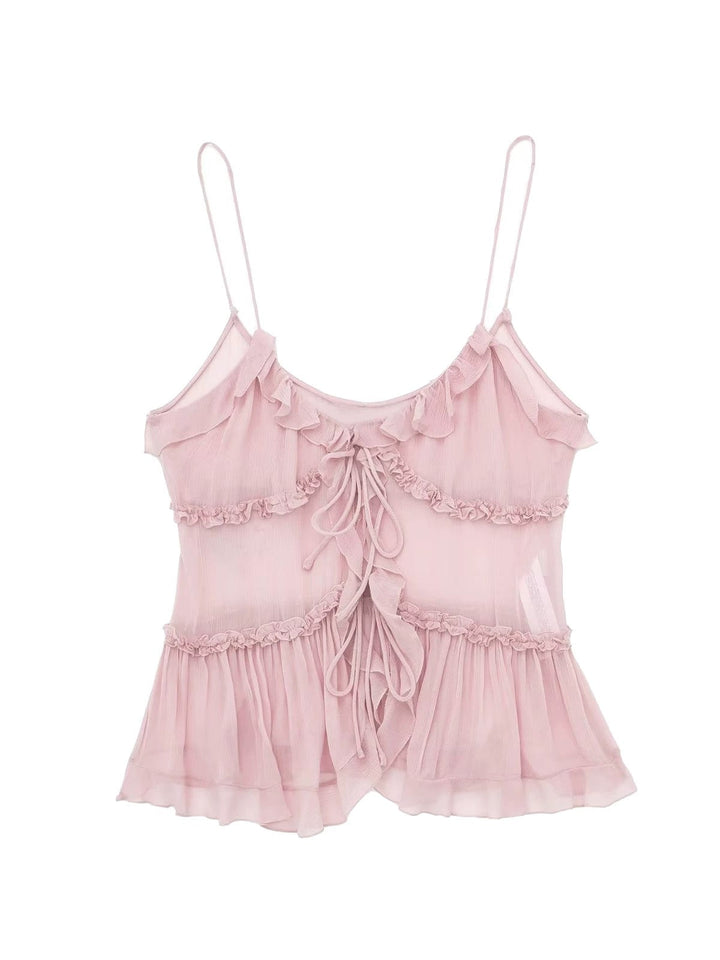 Women's Semi-Sheer Layered Embellished Cami Top