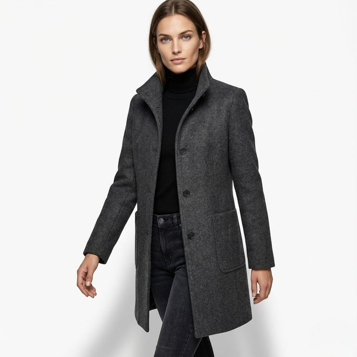Soraya Women’s Button-Front Coat with Stand-Up Collar