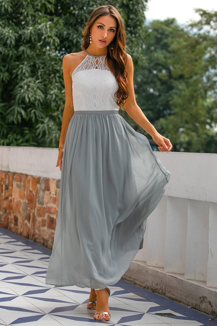 Women's Halter Wedding Guest Maxi Dress