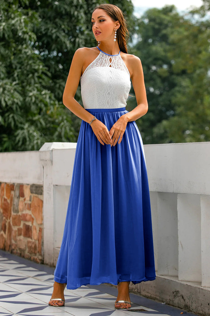 Women's Halter Wedding Guest Maxi Dress