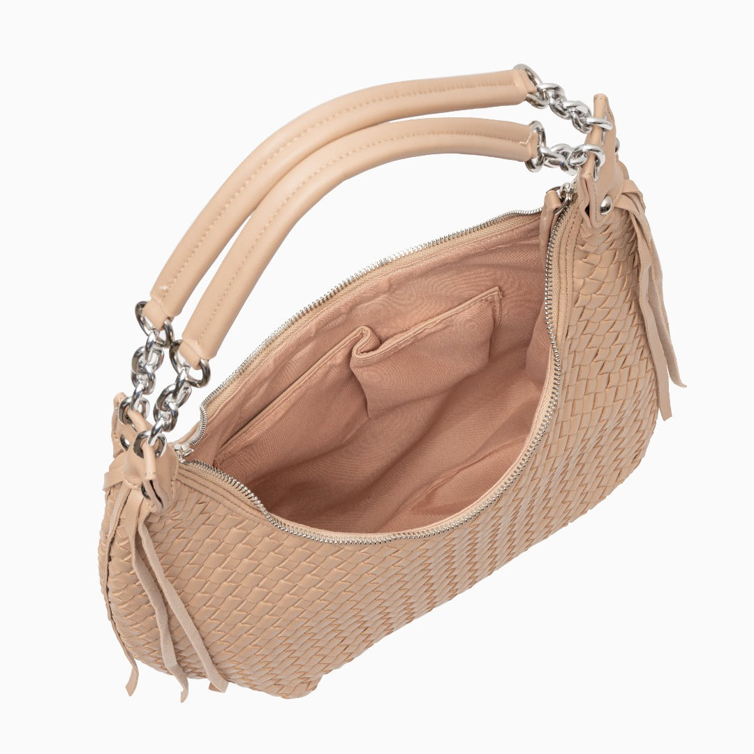 Women’s Woven Basketweave Leather Hobo Bag