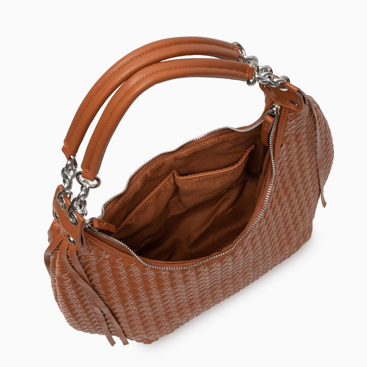 Women’s Woven Basketweave Leather Hobo Bag
