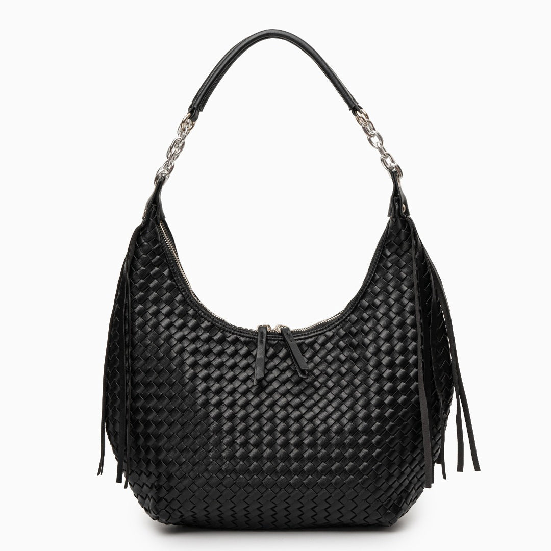 Women’s Woven Basketweave Leather Hobo Bag