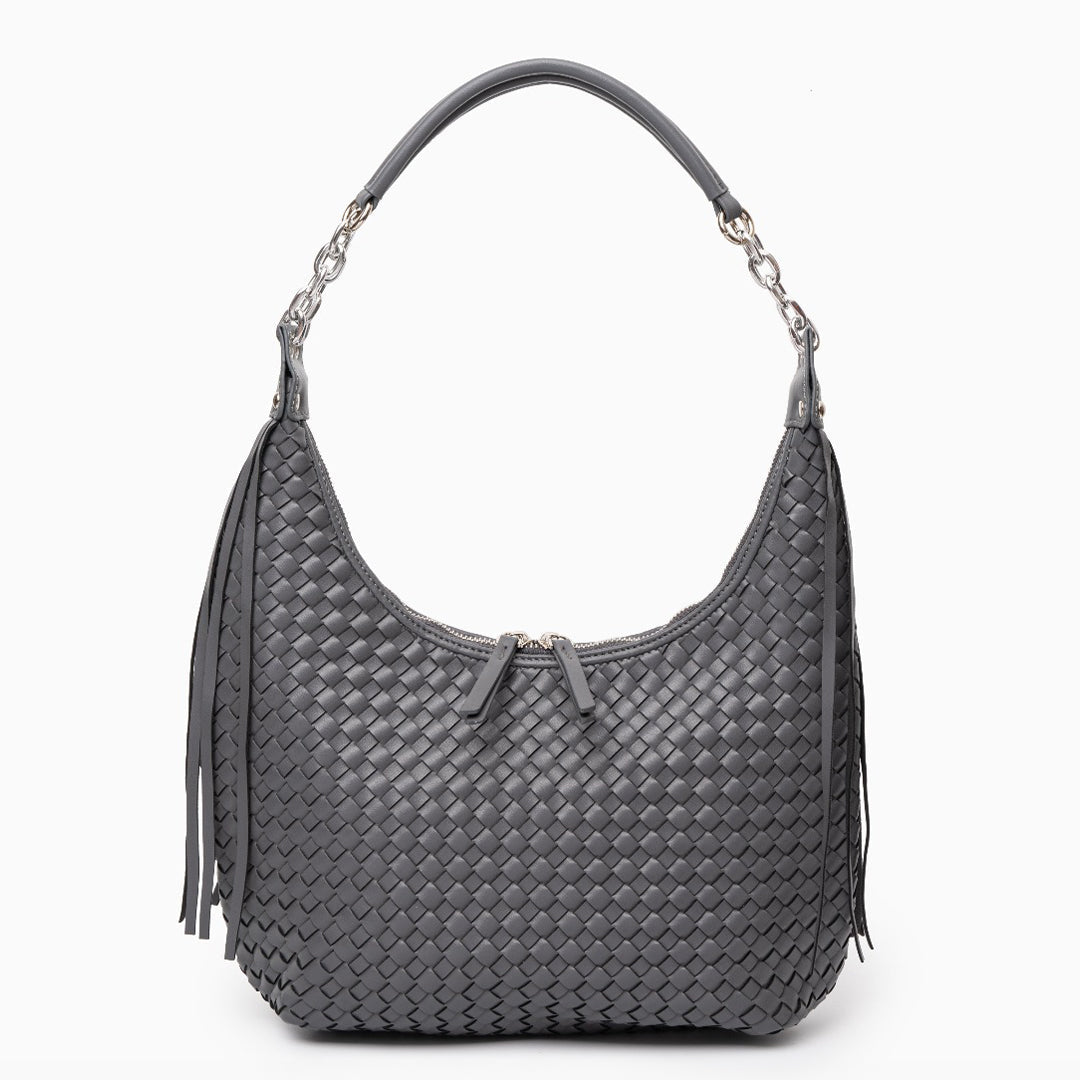 Women’s Woven Basketweave Leather Hobo Bag