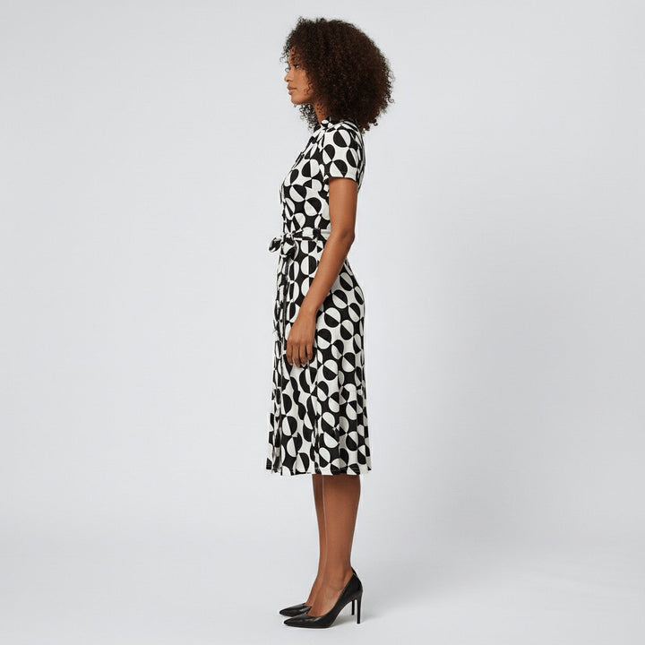 Women's A-Line Wrap V-Neck Short Sleeve Midi Dress