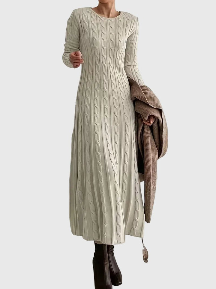 Women's Cable-Knit Long-Sleeve Maxi Sweater Dress - Apricot