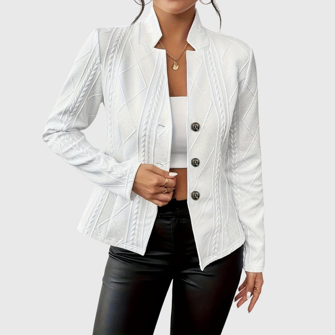 Women's Cable-Knit Textured Button-Front Tailored Blazer