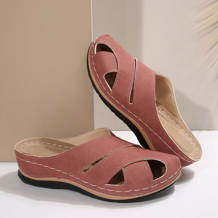Women's Cushioned Slip-On Open-Toe Flat Sandal Slides - Pink