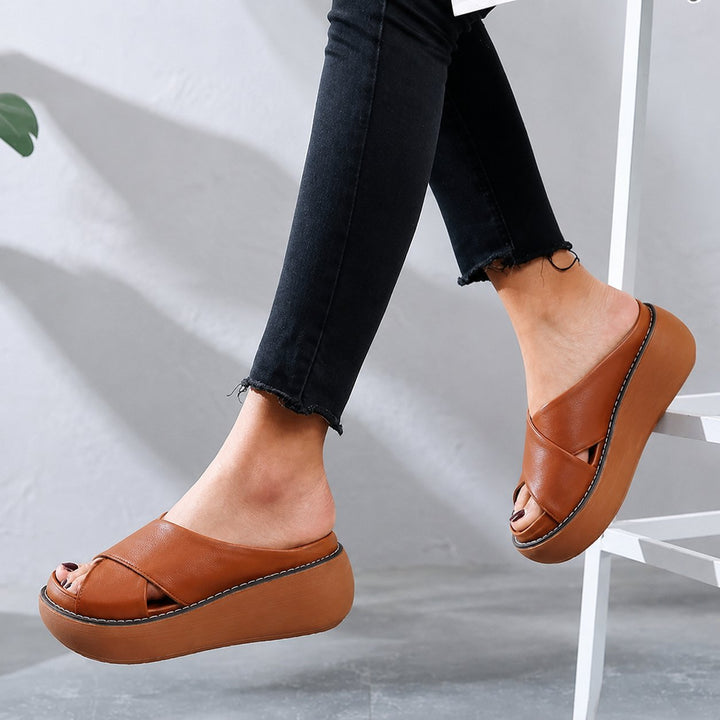 Women's Cushioned X-Strap Flat Slide Sandals