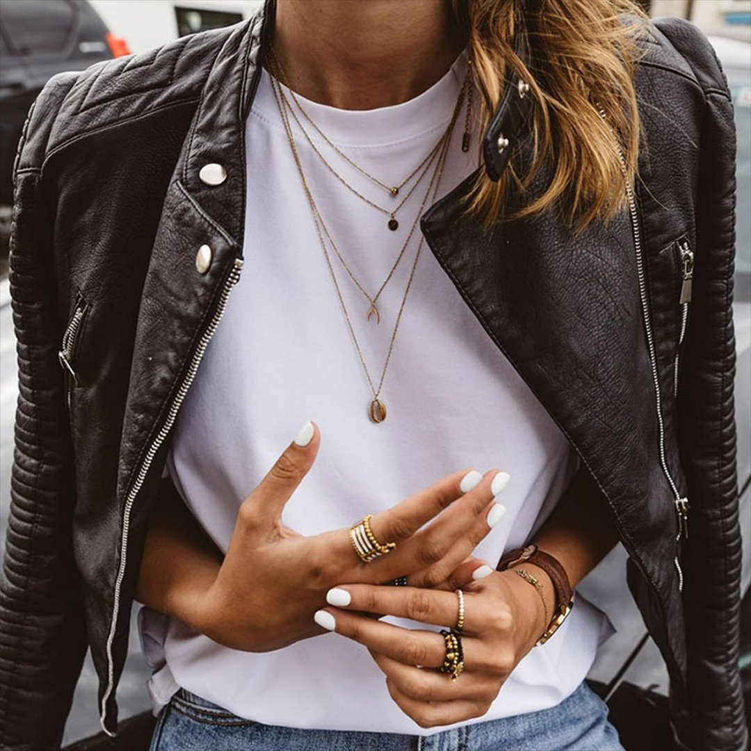 Women's Genuine Leather Moto Biker Jacket Quilted Sleeves