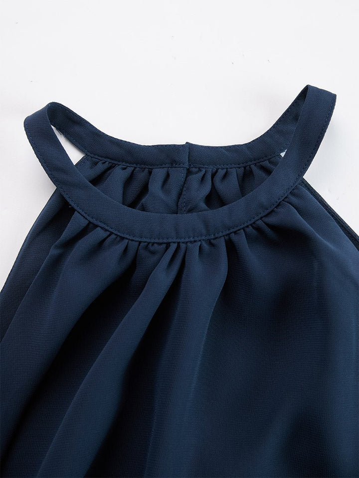 Women's Halter Neck Ruffled Wide-Leg Two-Piece Set