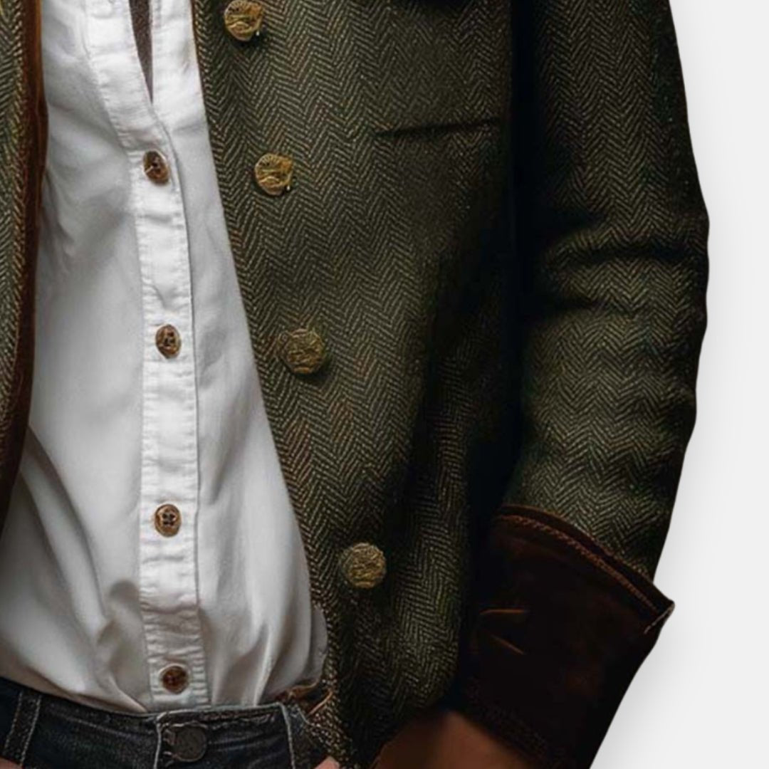 Women's Herringbone Tweed Structured Button-Front Jacket