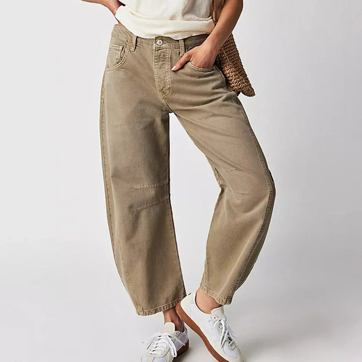Women's High-Rise Barrel Leg Relaxed-Fit Acid-Wash Jeans