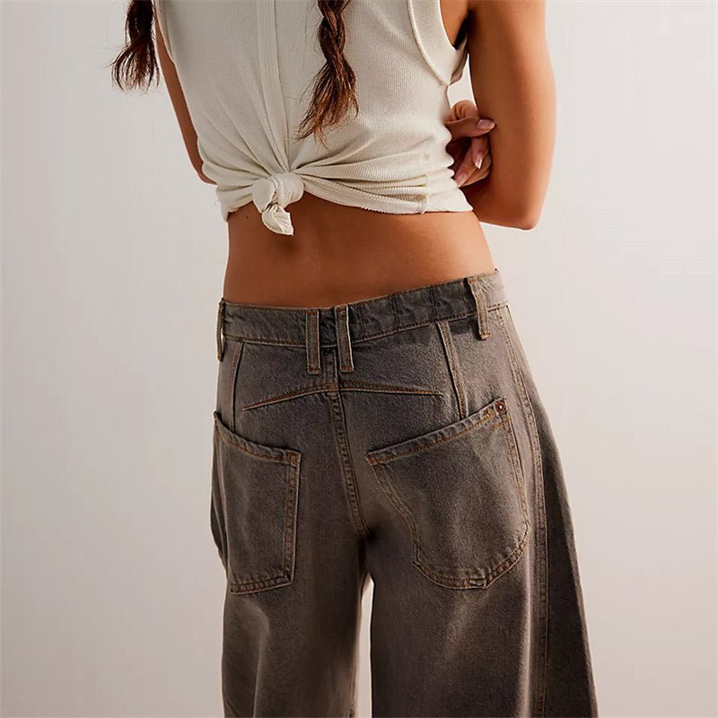 Women's High-Rise Barrel Leg Relaxed-Fit Acid-Wash Jeans