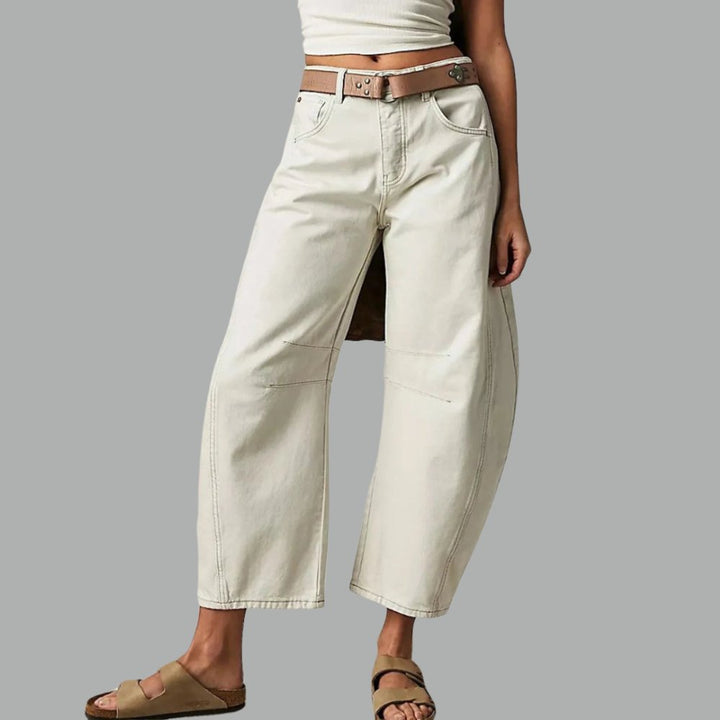 Women's High-Rise Barrel Leg Relaxed-Fit Acid-Wash Jeans