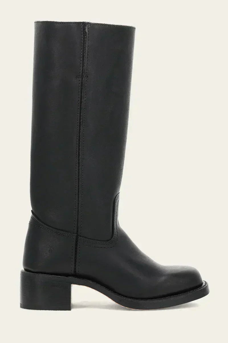 Women's Knee-High Slim-Fit Stacked-Heel Leather Riding Boots