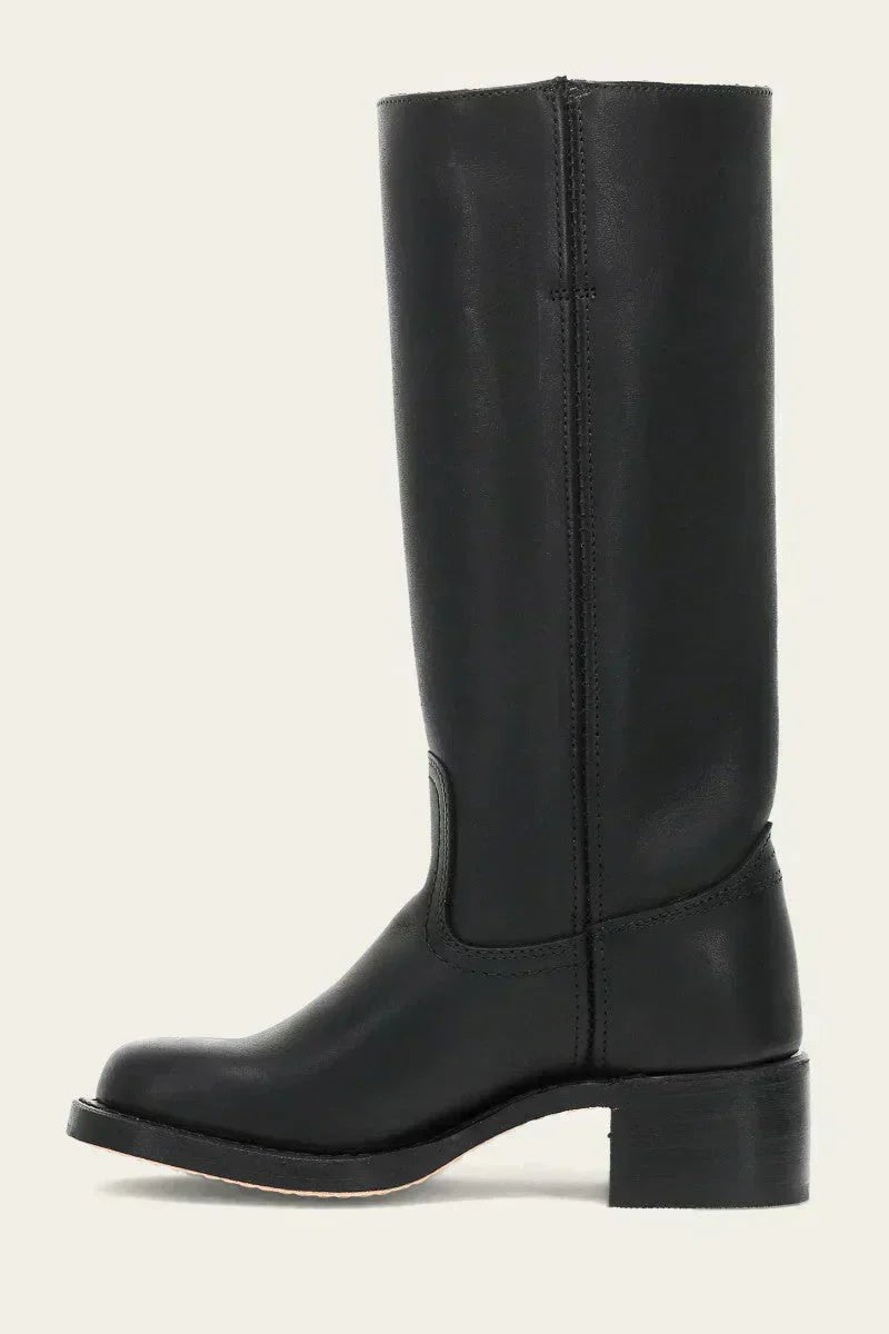 Women's Knee-High Slim-Fit Stacked-Heel Leather Riding Boots