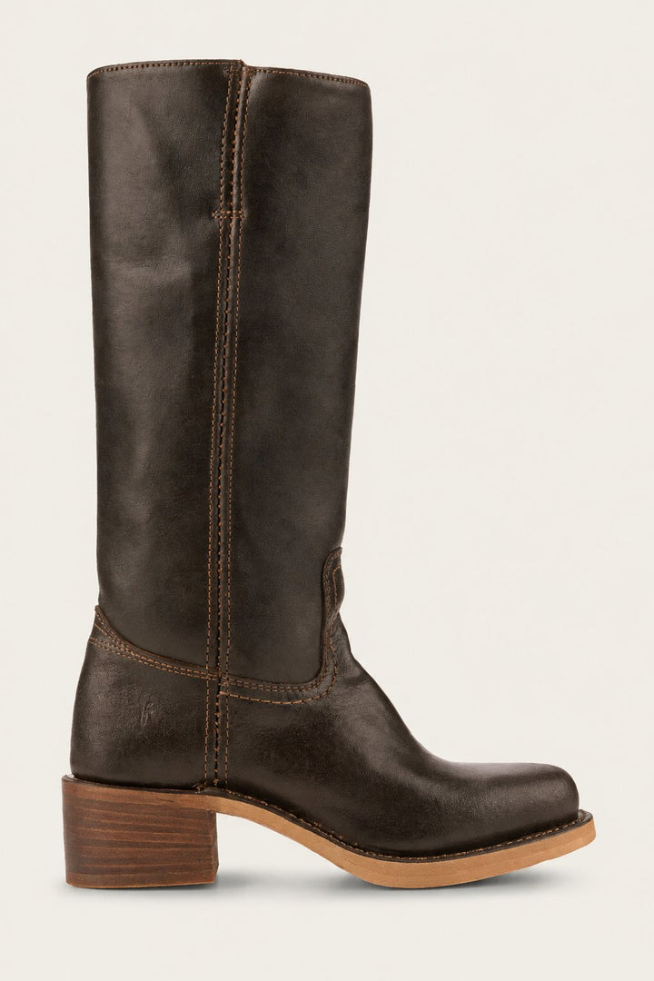 Women's Knee-High Slim-Fit Stacked-Heel Leather Riding Boots