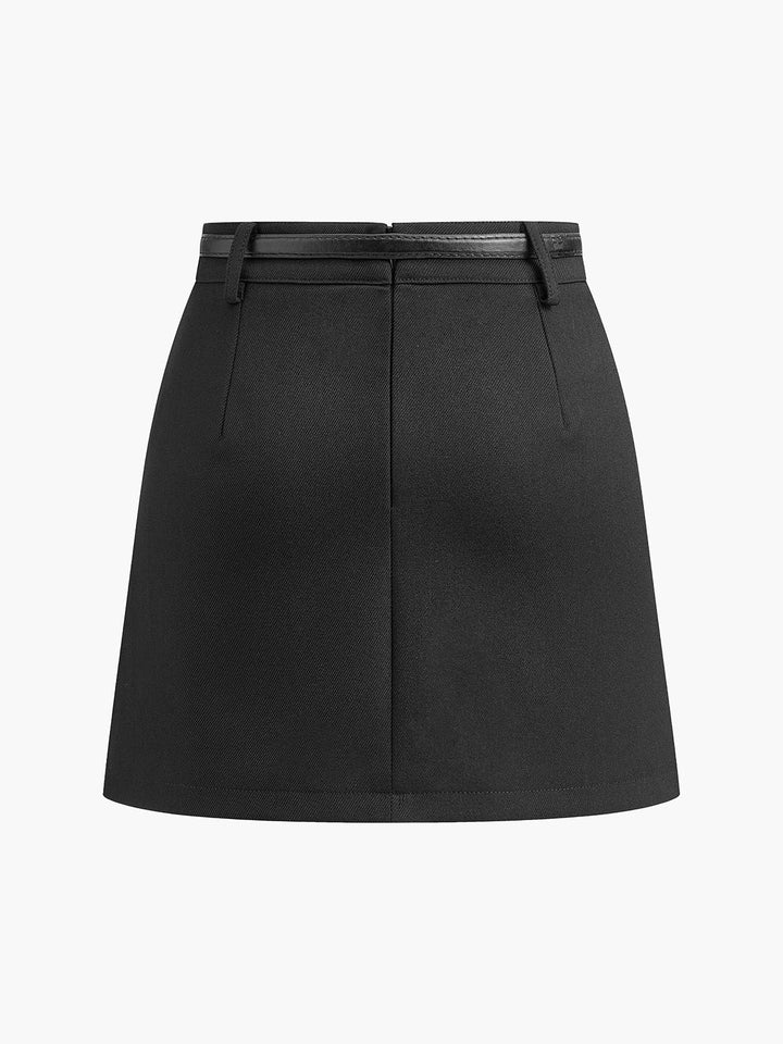 Women's Mid-Rise Belted A-Line Mini Skirt