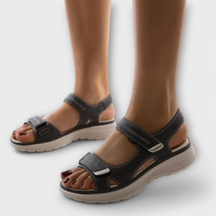 Women's Orthopedic Arch-Support Adjustable-Strap Walking Sandals - Black