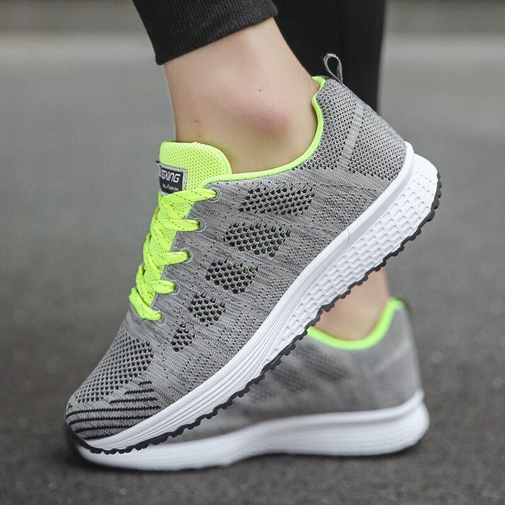 Women's Orthopedic Arch-Support Breathable Mesh Lace-Up Sneakers - Green