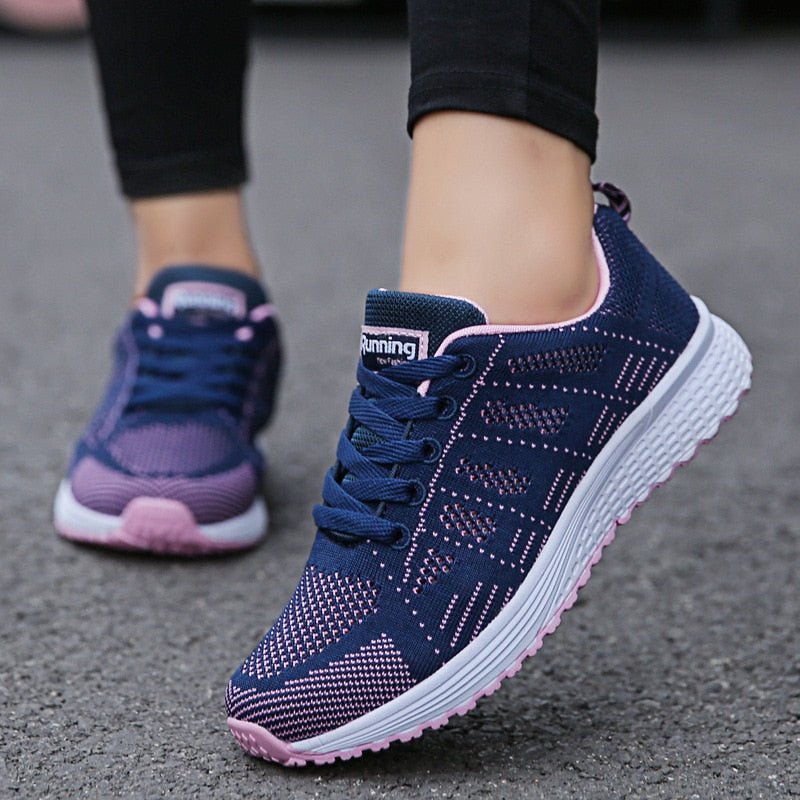 Women's Orthopedic Arch-Support Breathable Mesh Lace-Up Sneakers - Blue