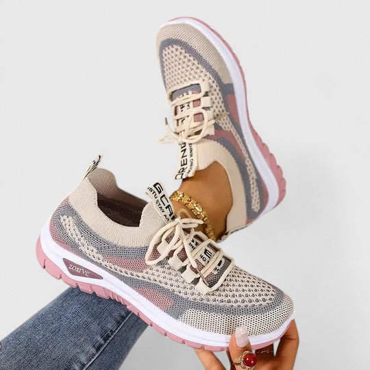 Women's Orthopedic Arch-Support Breathable Mesh Lace-Up Walking Sneakers