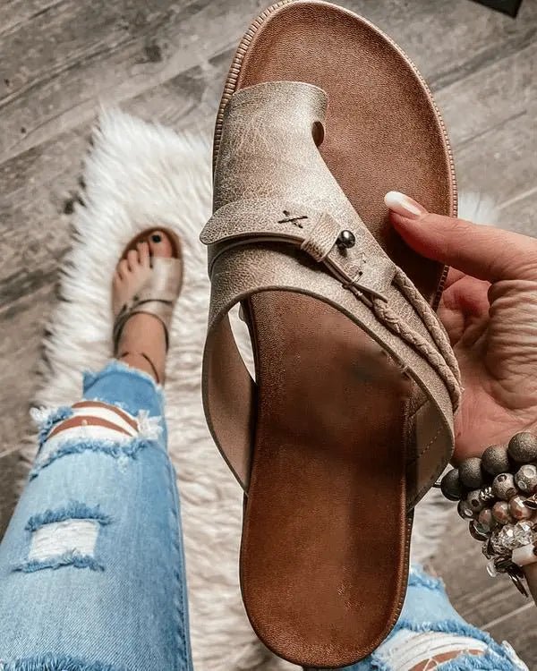 Women's Orthopedic Arch-Support Slip-On Toe-Loop Flat Sandals