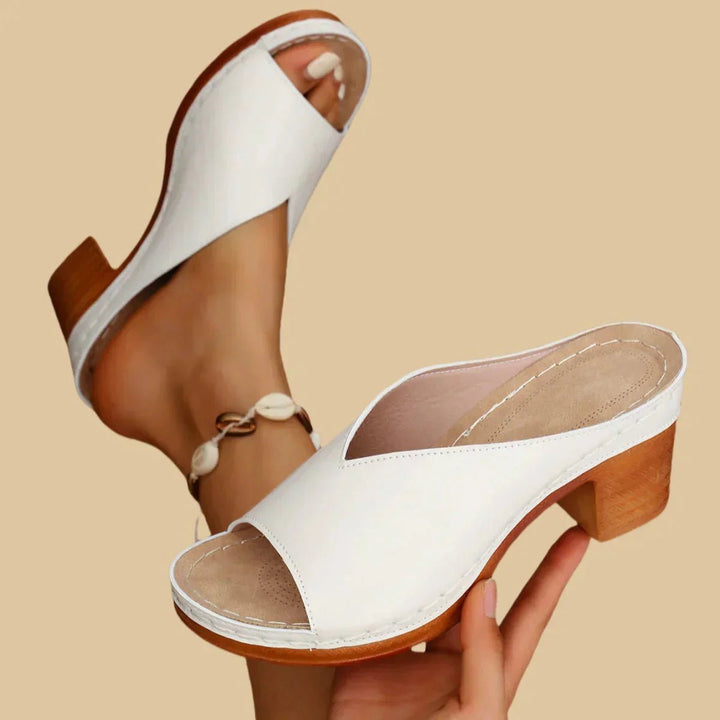 Women's Orthopedic Block-Heel Open-Toe Slip-On Mule Sandals